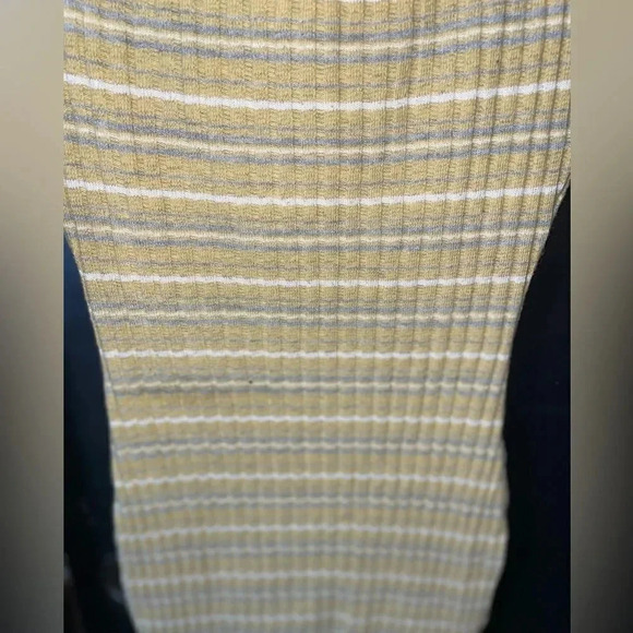 MAY PINK MINI RIBBED  SHORT SLEEVE YELLOW STRIPE BUTTON DOWN DRESS SMALL - Picture 11 of 13